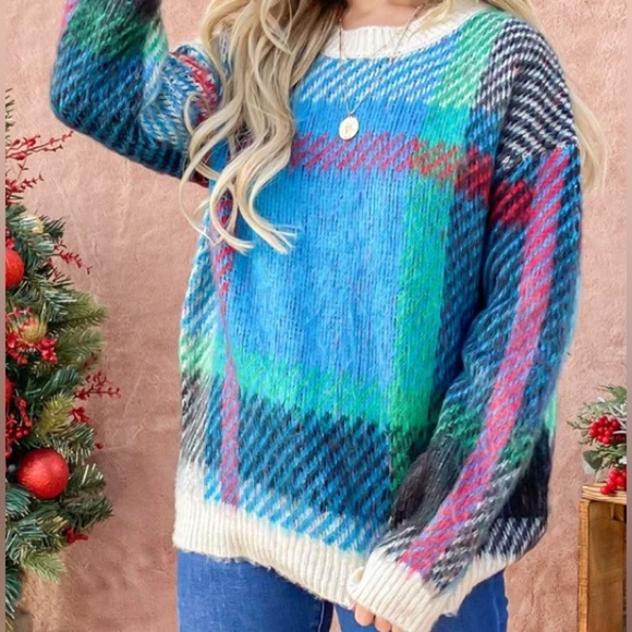 Andthewhy NWT Striped Oversized Super Soft Crewneck Sweater Small Medium - Picture 1 of 3